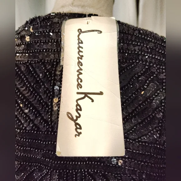 Laurence Kazar TAG SILK Jacket, Women, Black Sequin, Beads, front latch,Lined,1X - Picture 2 of 15